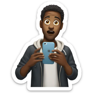 surprised musician holding his iPhone sticker