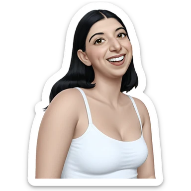 smiling girl with black hair sticker
