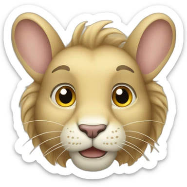 Lapin tête de lion beige sticker