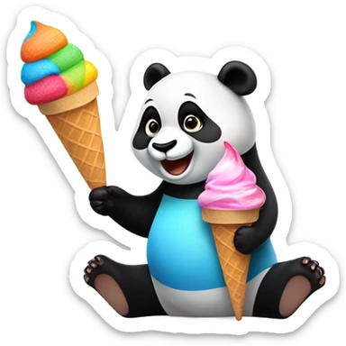 Panda eating ice cream sticker