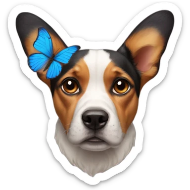 Butterfly with a dogs head sticker