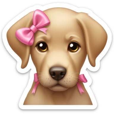 Labrador puppy with pink bow sticker