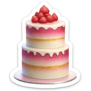 Realistic cake with glitter sticker