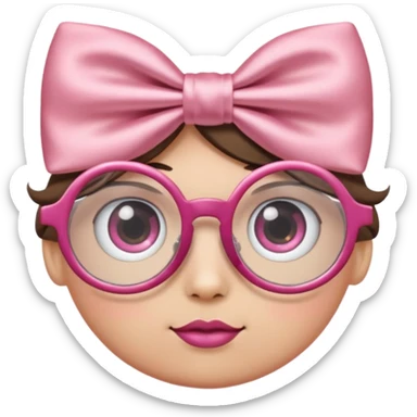 Pink eyeglasses, pretty with a bow on the side sticker