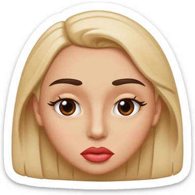 emoji sucking its lips in with one eyebrow up and the other one down sticker