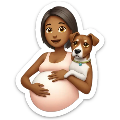 pregnant women with dog sticker