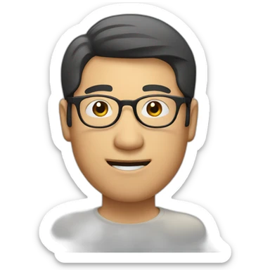 heavy asian guy with neck length hair wearing spectacles and winking sticker