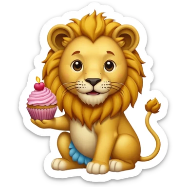 lion with cupcake sticker