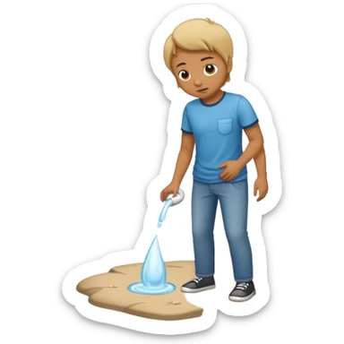 person peeing on the ground sticker