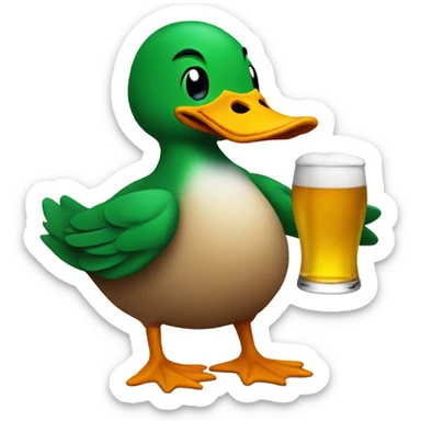duck holding a beer sticker
