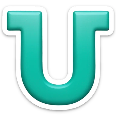 Teal color letter U sticker