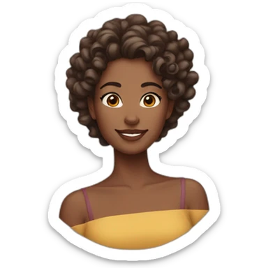 woman with medium brown skin with curly half up half down sticker