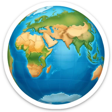Earth globe showing continents and oceans sticker
