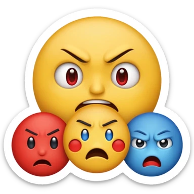 An angry emoji + sad emoji + silly emoji sticker