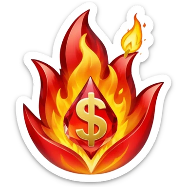 Red flaming crystal with a $ carved into the center of the crystal.Red flaming crystal with a $ carved into the center of the crystal. sticker