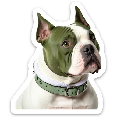 American bully white with grey patch over eye sticker