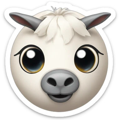 3d sphere with a cartoon Goat skin texture with big underdeveloped eyes sticker