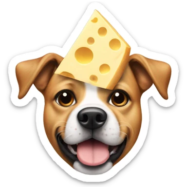 dog with cheese slice on its head sticker