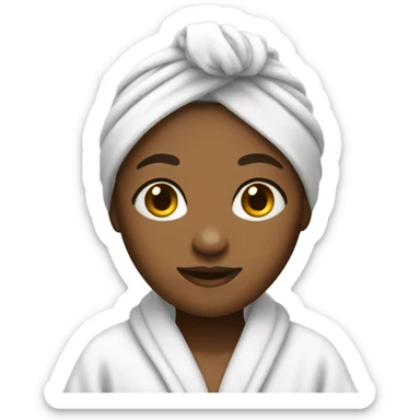 light completed girl in bath robe with hair towel sticker