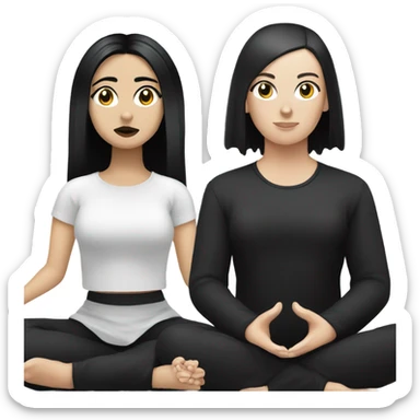 goth white girl and black hair meditating sticker