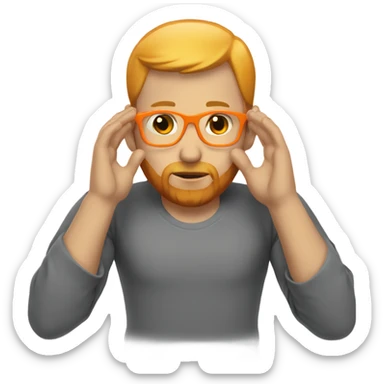 man with orange beard and short blond hair as he praying with orange glasses  sticker