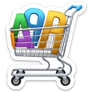shopping cart with AI letters inside sticker