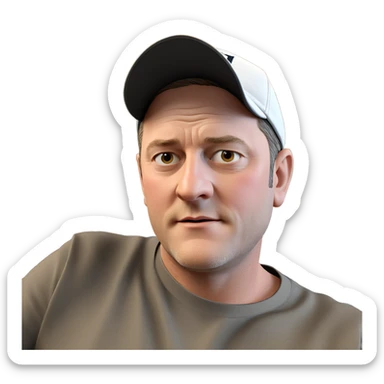 guy in baseball cap sticker