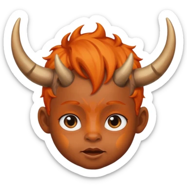black baby with horns and orange hair sticker