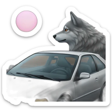 Car and wolf sticker