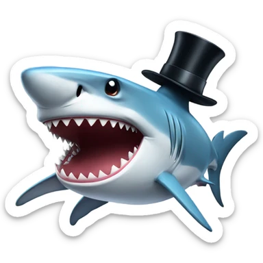 Shark with a top hat sticker