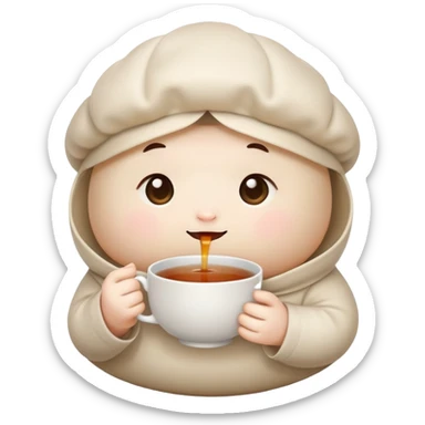 cute dumpling bao drinking cup of tea in hand sticker