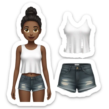 Girl wearing shorts white top and sweeter top black colour  sticker