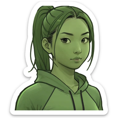 Asian girl gym sticker