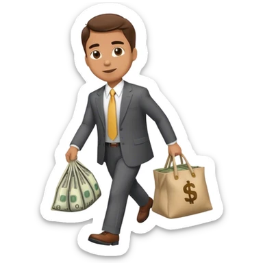 Ed Brown walking the runway with sack of cash  sticker