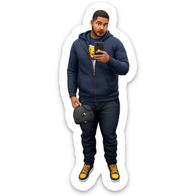 casual male with phone indoors sticker