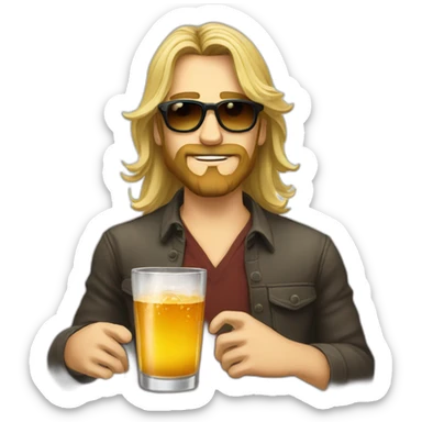 Dude blond glasses beard long hair drink rhum sticker