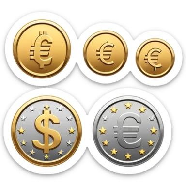 currency exchange with dollar, euro, pound, and yen symbols sticker