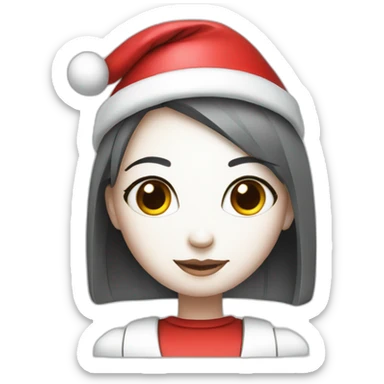 ai girl-robot with santa hat sticker