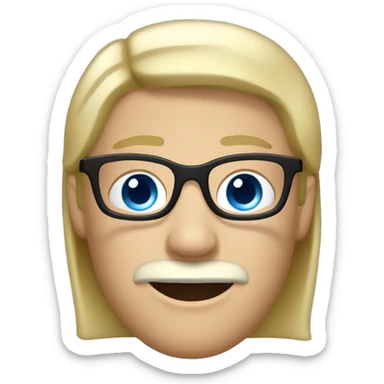 Blond guy with facial hair, eyeglasses and blue eyes sticker