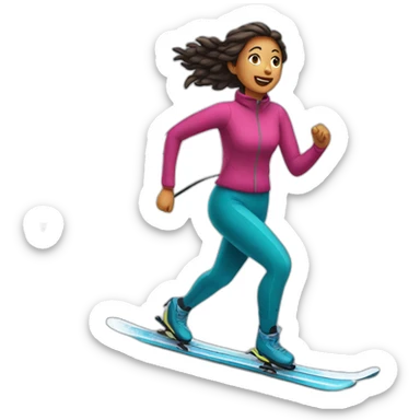 Woman running away on skis sticker