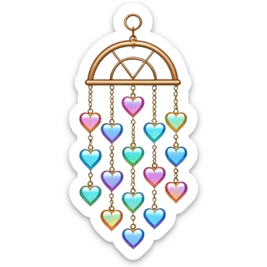 Sparkly glittery aesthetic Iridescent rainbow suncatcher hanging hearts and tiny stars sticker