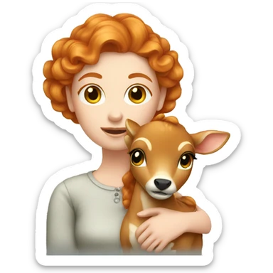 Beautiful ginger lady with fawn  sticker
