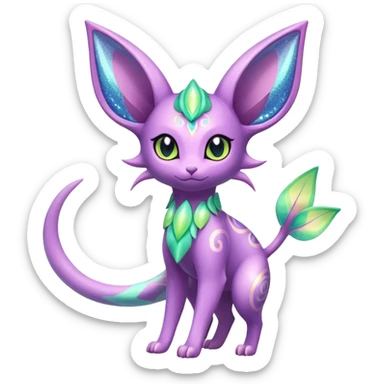Shiny Exotic Cute Nebulae Sparkly Espeon-Meganium-Aurorus-Amaura-Hybrid-Creature with pattern-markings sticker