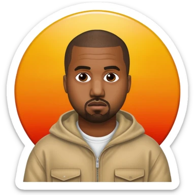 Kanye West in the style of Apple emoji, with the Life of Pablo album artwork in the background. sticker