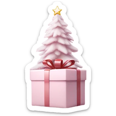 Light pink Christmas gifts under a white Christmas tree  sticker