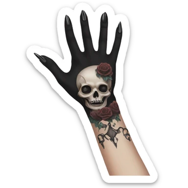 Feminine arm, black fingernails and gothic tattoos  sticker