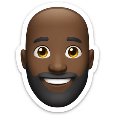 Black Bald man with big beard smiling  sticker