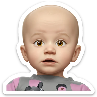bald boy portrait looking at viewer sticker
