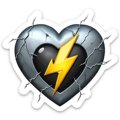 heart with black and silver lightning sticker