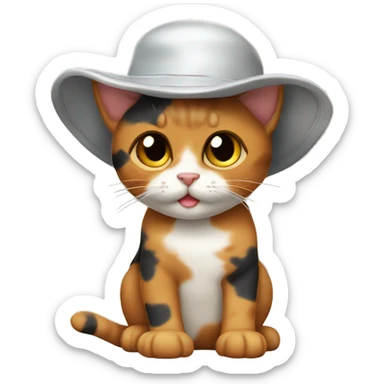Calico cat with a bucket hat  sticker